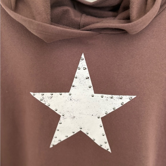 Vintage America Brown Hoodie with White Star with silver studs nwt - Picture 4 of 4